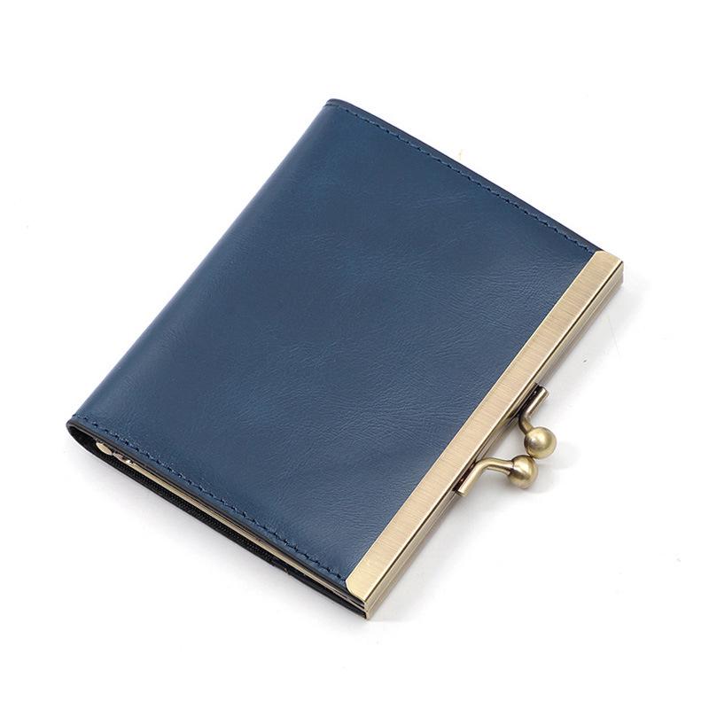 

2022 Женская натуральная кожаная ретро-карточка с несколькими отделениями из коровьей кожи синий