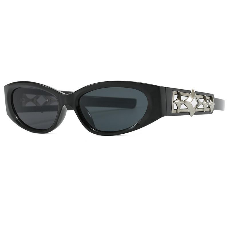 

Y2k Style Sunglasses With Gray Lens And Fullframe Design For Summer Travel And Music Festivals Black Gray