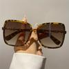Retro Two-Tone Fashion Sunglasses - Lightweight Design, Oversized Blue & Red Frame, Gradient Lens, Ideal for Beach Travel
