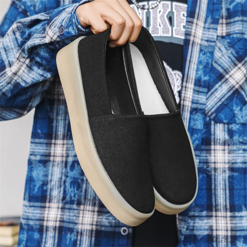 Fashion Fashion Khaki Men's Loafers Comfortable Suede Casual Shoes for Men Light Platform Slip-On Skateboard Shoes Men Chaussure Hommes