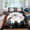 Spider Web Duvet Cover Set Halloween Spider Bedding Sets Boys Girls Black White Comforter Cover Trick or Treat Quilt Cover Set