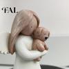 Pet Memorial Gifts for Dog Lovers Angel Holding Puppy Figurine, Cute Resin Statue Home Durable Craft Desk Decor, Handcrafted Wood Carving Texture