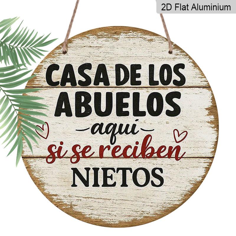 

2D Flat, 1pc 7.87X7.87 Inch 2D Flat Round Aluminum Sign, Vintage Aluminum Plaque about Grandparents Home , Warm Grandparents Decoration Sign 1pc