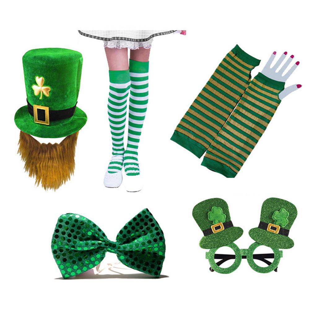 Completed Festival Day Attire For Adults Festival Gathering Outfit Set with Hat Glasses For Adults Green Theme Costume