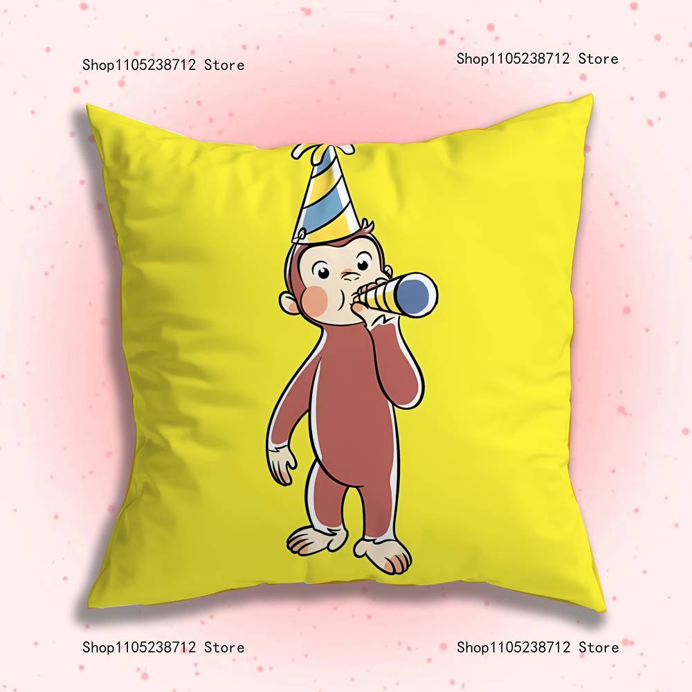 C-Curious Affe G-George Kissenbezug Kissenhülle Kissen Plüsch Jungen Mädchen Cartoon Anime Kawaii Dekoration Kindergeburtstag Niedliche Geschenke
