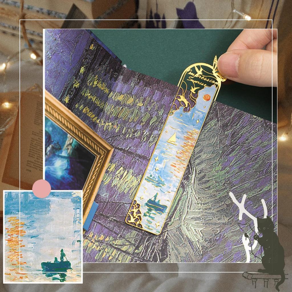 ADOSSY Metal Bookmark Painting Bookmark for Famous Painting Antique Starry Book Lover of Set, Motif, Reading, Design, Style, Stationery, Gift,