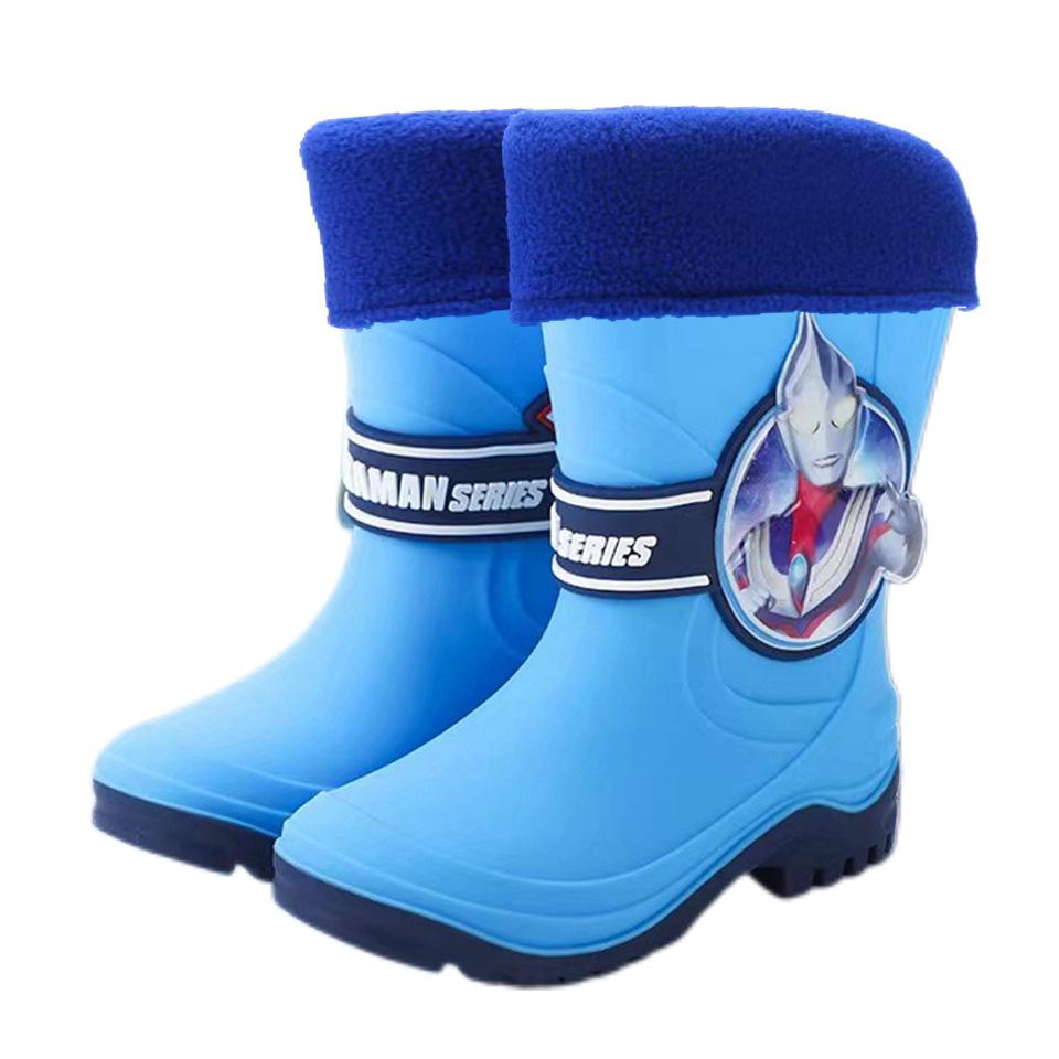 Neue Sommer High-Top Ultraman Gummistiefel, Tiga und Zeta Cartoon Wasserdichte Schuhe für ältere Kinder und Jungen, Schlupfschuhe