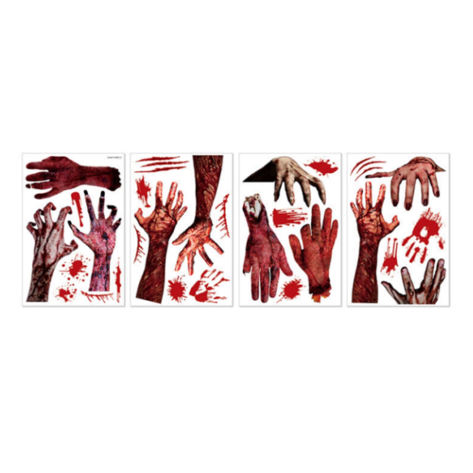 

Halloween Horror Blood Hand Wall Stickers Window Decoration Stickers Porch Door Blood Stains Decoration Door Stickers Wall Stickers One Size