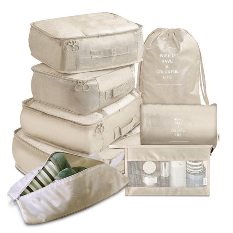 Ensemble de 8 sacs organisateurs pour voyage Sacs organisateurs Accessoires Bagage Valise Organisateur Sac de toilette étanche Rangement pour vêtements
