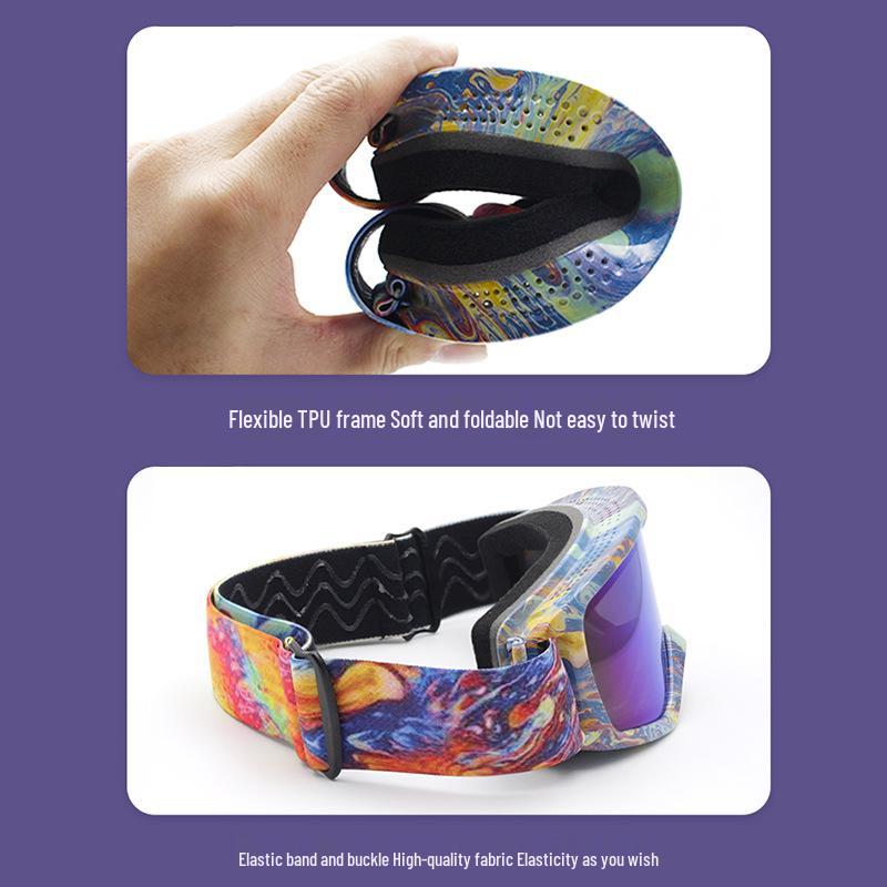 Unisex Anti-Fog HD Spherical Ski Goggles for Kids - Glasses Compatible