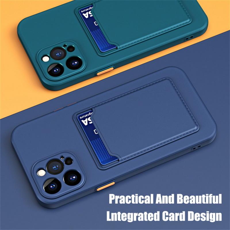 Wallet Card Slot Holder Case For iPhone 16 Plus 15 Pro Max 14 Pro 13 12 11 Soft Candy Color Shockproof TPU Slim Matte Back Cover