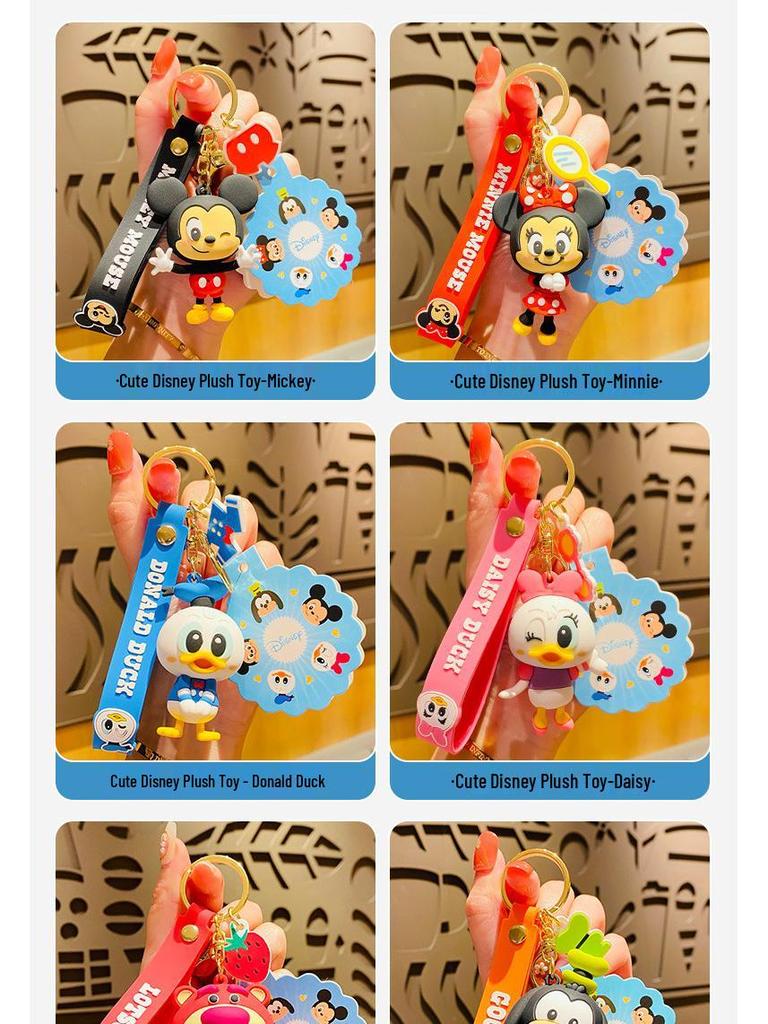 Genuine Lotso Mickey Plush Keychain - Creative Couple Bag Pendant Car Keyring Small Gift.