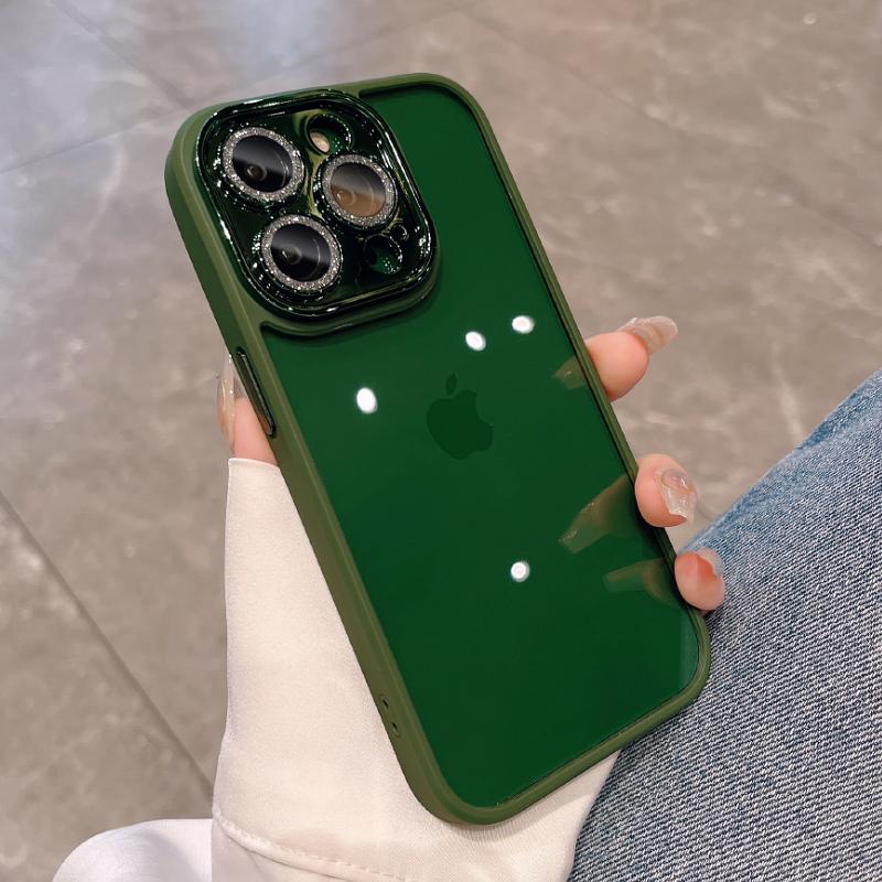 Luxury Armor Glitter Diamond Transparent Clear Hard Case for iPhone 15 14 Pro Max 13 12 11 Plating Camera Lens Protection Cover