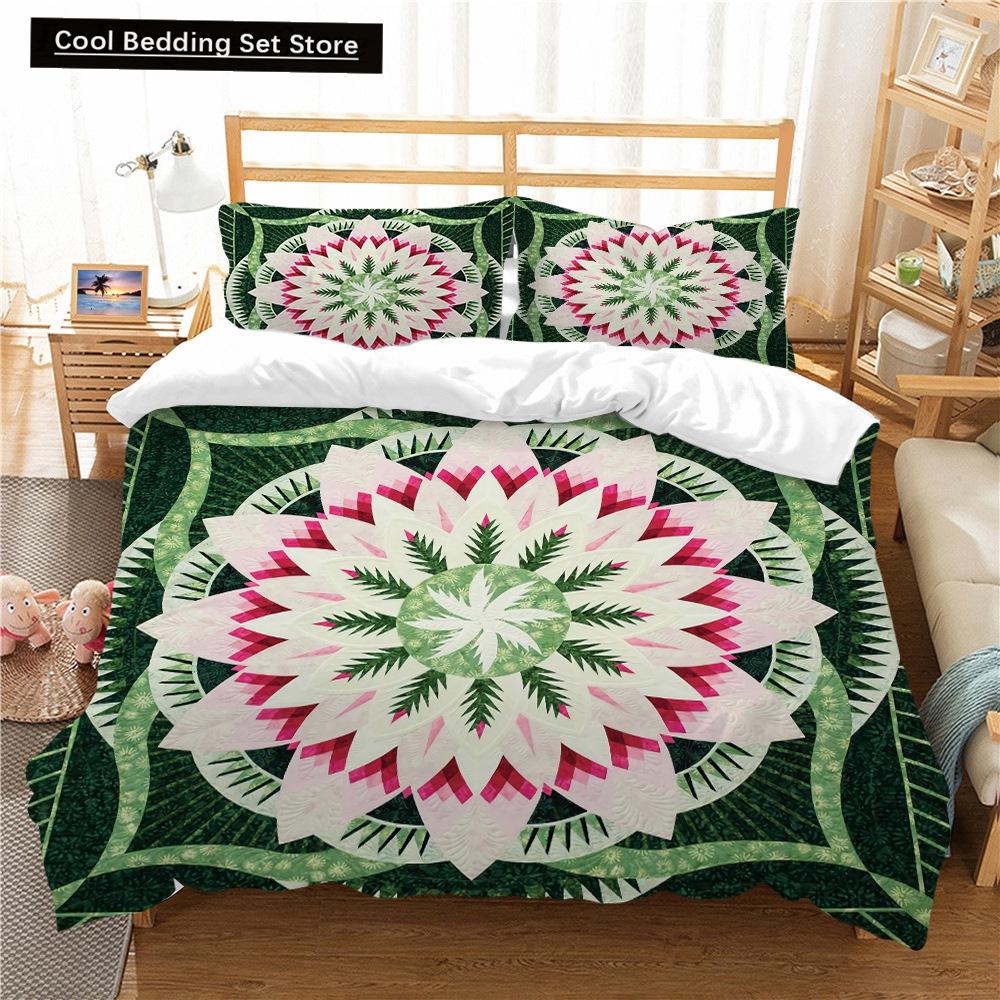 

Comforter Bohemian Lotus King Queen Boho Mandala Bedding Set For Kids Teens Adults Exotic Flowers 2/3Pcs Polyester Comforter (quilt)-EU Single(135*200cm)3pcs