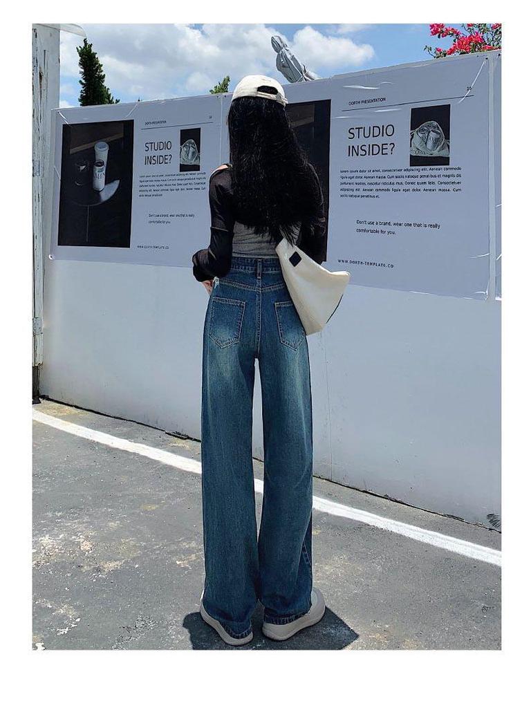 Women's 2026 High-Waisted Adjustable Wide-Leg Jeans - Trendy Floor-Length, Loose & Flattering