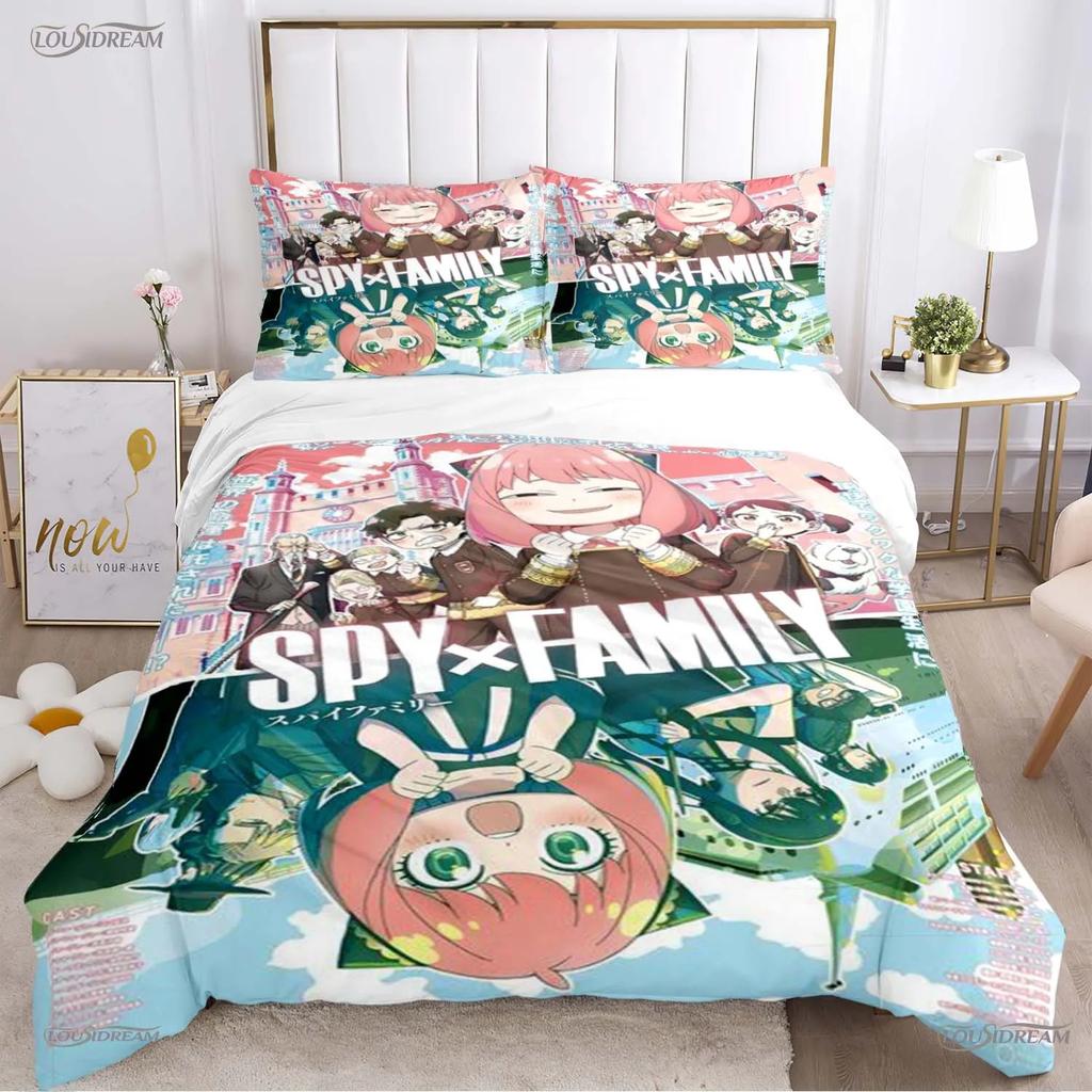 Cute Spy X Family Cartoon Anime Duvet Cover Funny Kawaii Bedding Sets Soft Quilt Cover and Pillowcases Single/Double/Queen/King
