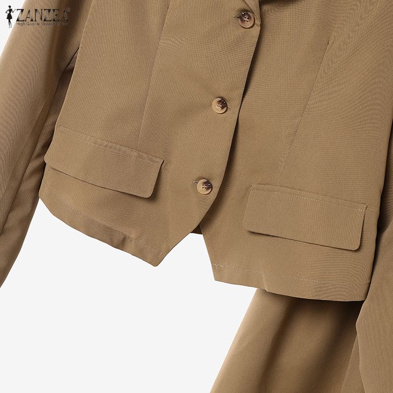 ZANZEA Dámské sako s dlouhým rukávem a sukně, ležérní dvoudílný set