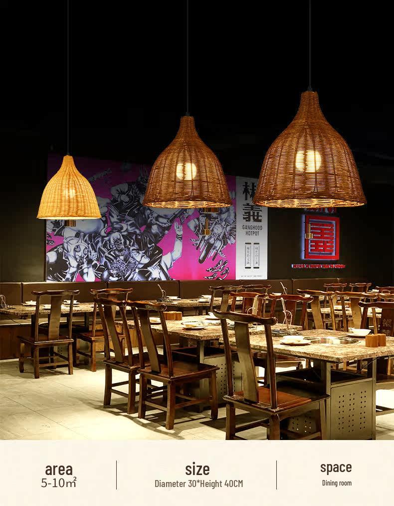 Retro Wicker Pendant Light: Rattan Straw Hat Lampshade for Dining Rooms, Guesthouses, Hotels, and Shops