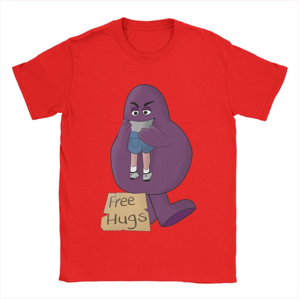 Hungry For Free Hugs From Grimace Men's T Shirts Novelty Tee Shirt Short Sleeve Crewneck T-Shirts Pure Cotton Gift Idea Clothes
