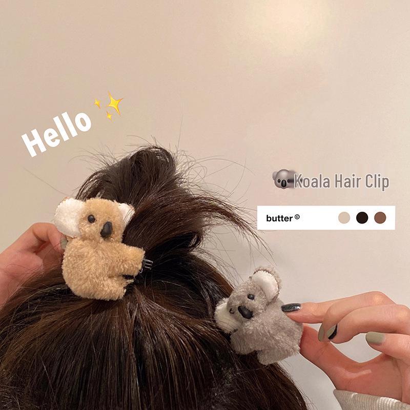 Adorable Koala Plush Hair Clip for Women - Autumn/Winter Hair Accessory