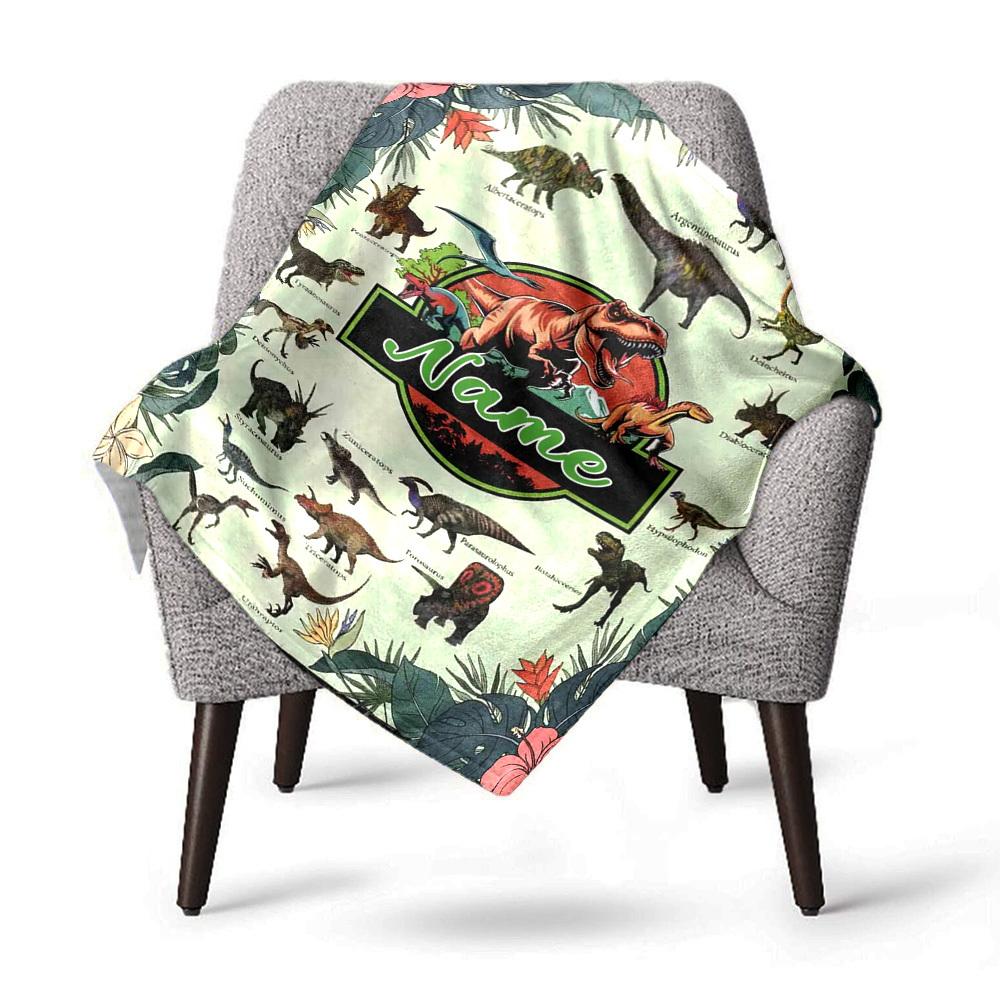 Dinosaur World Home Customize Your Name Blankets Comfortable Soft Lightweight Allseason Multipurpose Blanket For Picnic Sofa Office Bed Living Room