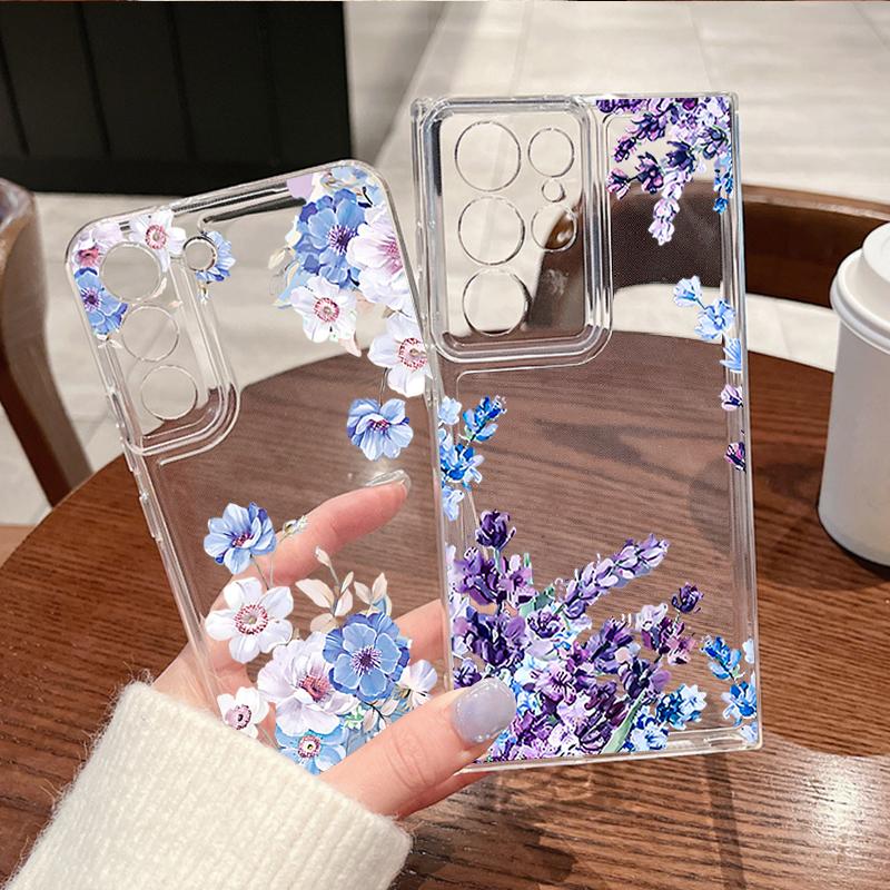 Small Flower Pattern Phone Case For Samsung Galaxy S26 S25 S24 S23 Ultra S22 Plus S24 S21 FE S25 Edge Shockproof Clear TPU Cover