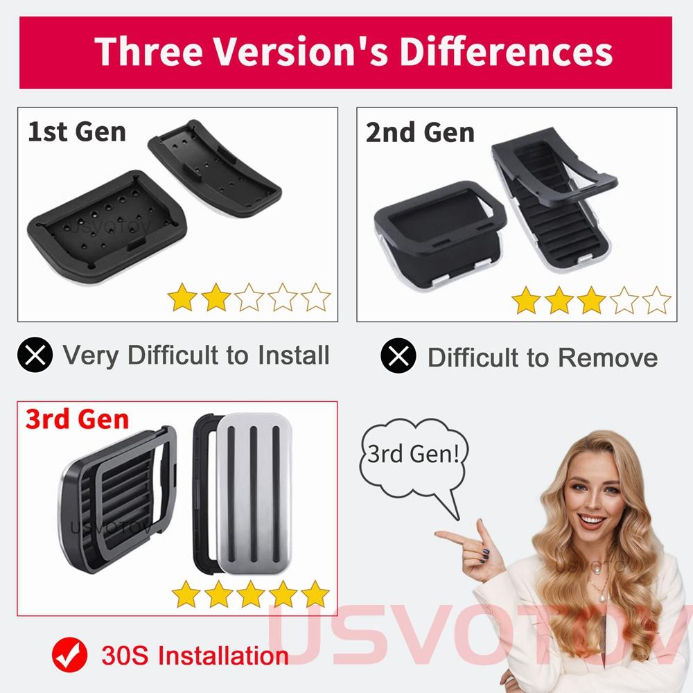 Slide Lock Design Accelerator Brake Foot Pedals Cover For Tesla Model Y YL Model 3 Performance Pedal Sets 2021-2026 Accessories