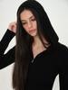 MUSINSA STANDARD WOMAN Women'S Ribbed Slim Hooded Knit Zip-Up [Black]