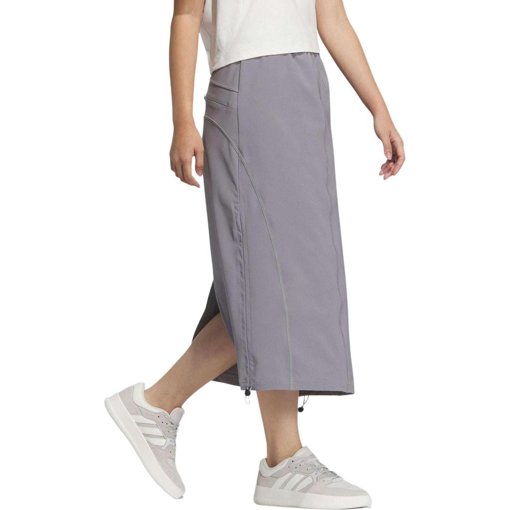 Adidas Fustl W P Skirt Solid Color Fashion Soft Comfortable Casual Long Skirt Women Skirts Gray JM6215