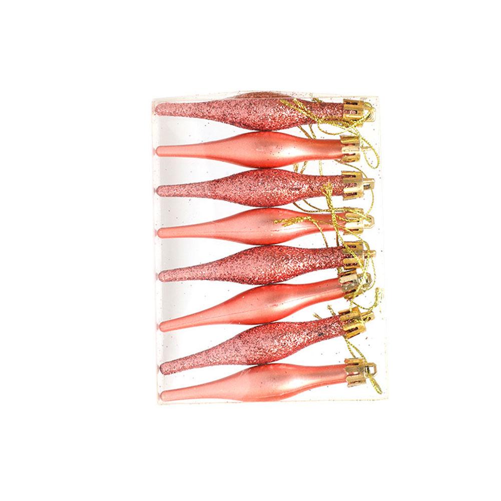 

8 Pack Shatterproof Christmas Icicle Ornaments 9cm Droplet Baubles with Hanging Loops for Tree Wreath Garland Decor рожевий колір золота