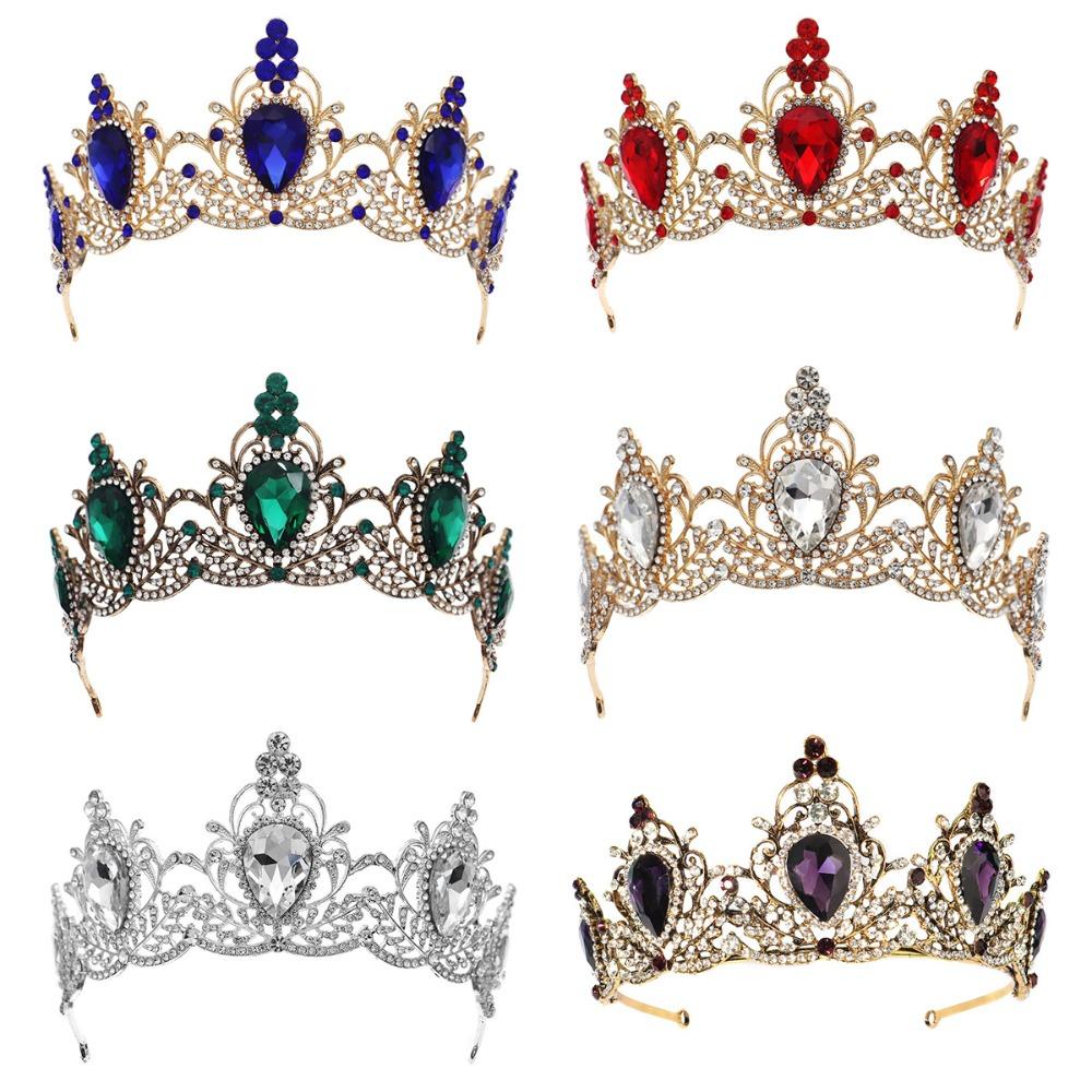 Metal Baroque Crown Luxury Rhinestone Crown Fashion Princess Tiara  Women Girls
