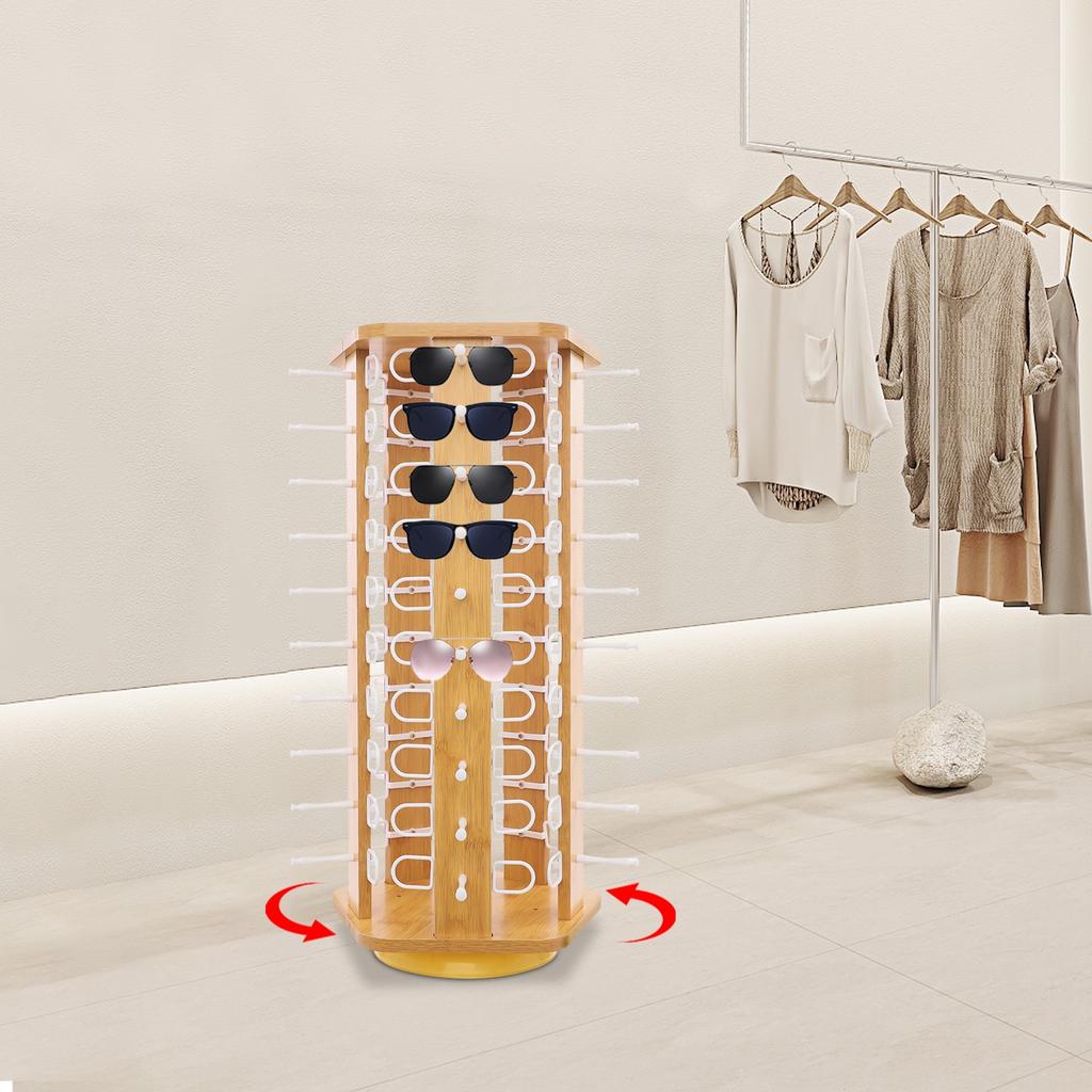 Spinning Eyeglass Display Stand, Holds 50 Pairs of Sunglasses, Countertop Organizer, Multi-Tier Eyewear Rack for Retail Stores