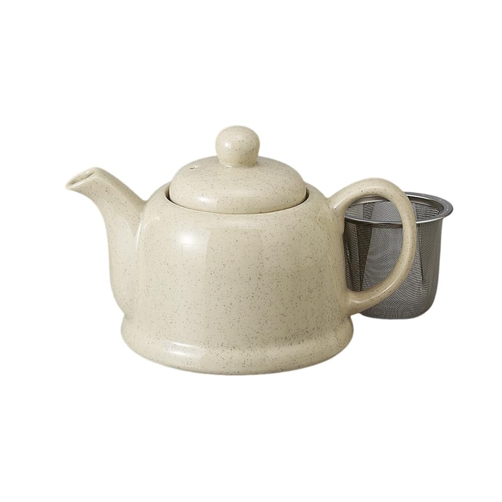 Ale-net Teapot, 11.6 x 17 x 11.6 cm, 460cc, Pear-finish Kettle Pot (with Tea Strainer), Mino Ware Porcelain, Made in Japan, Stylish