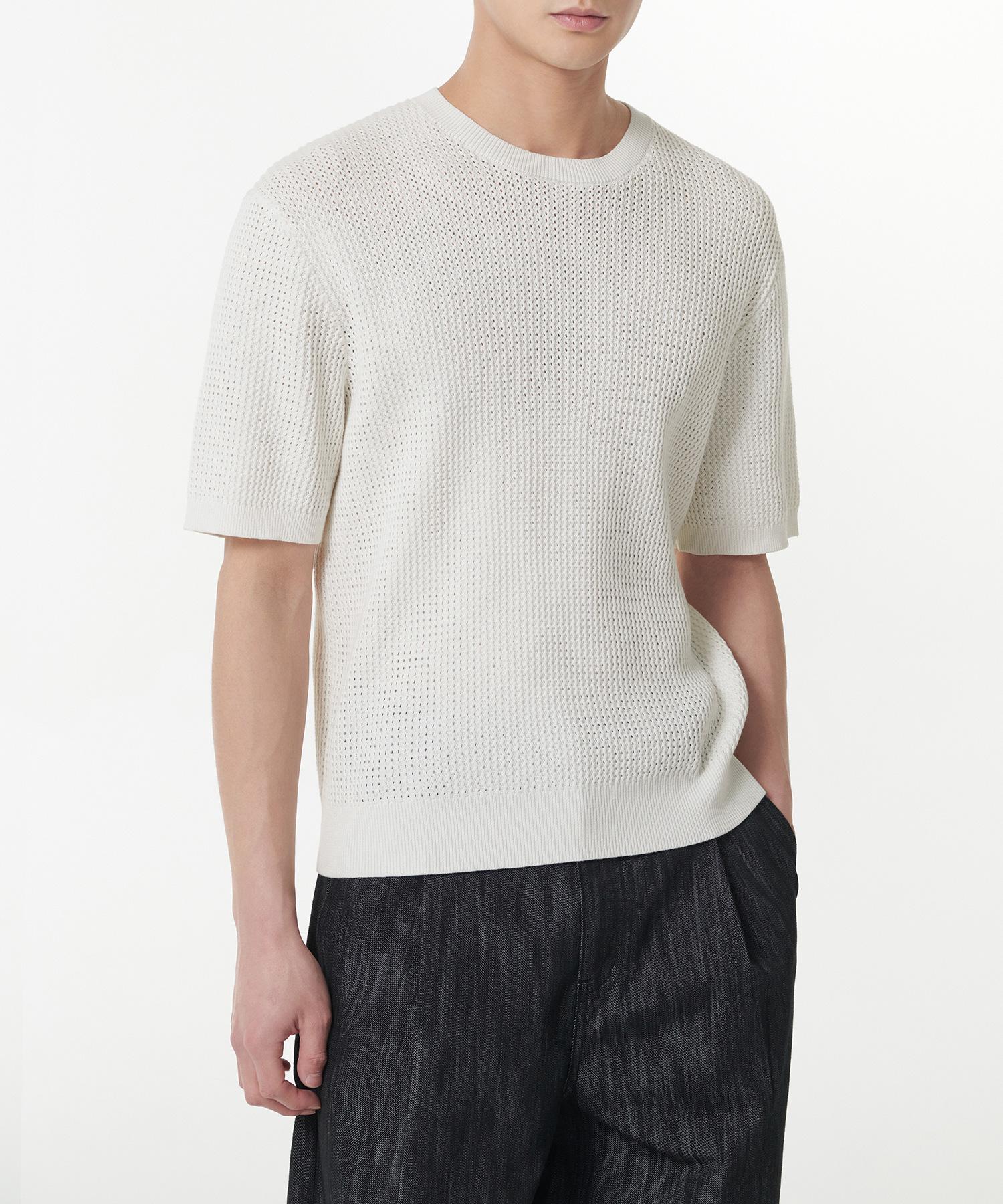 Musinsa Standard Crochet Crew Neck Short Sleeve Knit [Ivory] Ivory/M