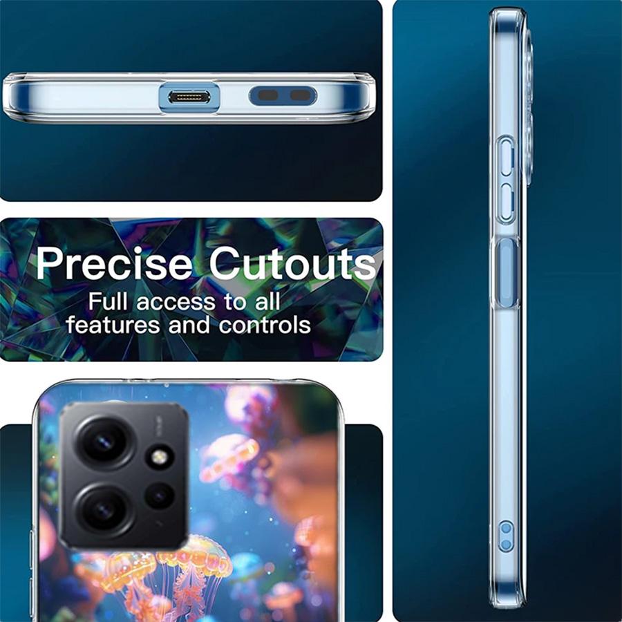 Enchanting Neon Jellyfish Phone Case For Redmi 12 13C 12C 15C 9 10 10C Note 13 Pro Plus 14 15 Pro 9T 9C 9A TPU Soft Cover Clear