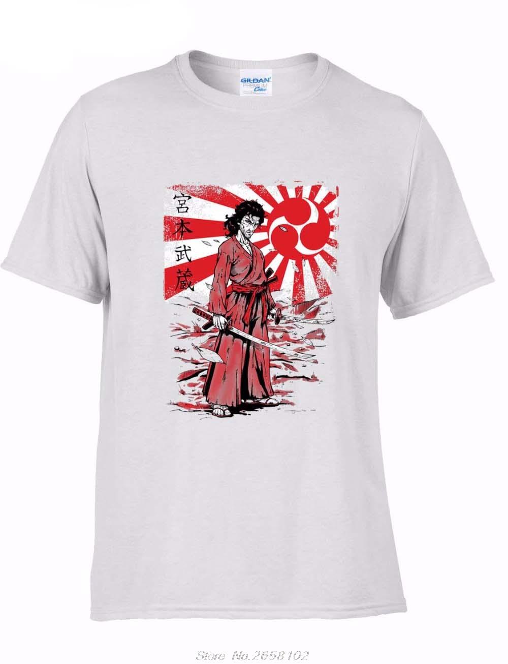 

New Mens Spring Summer Short Sleeve Casual Cartoon Print Short Sleeve T Shirt Japan Samurai Musashi Tee Shirt 4XL