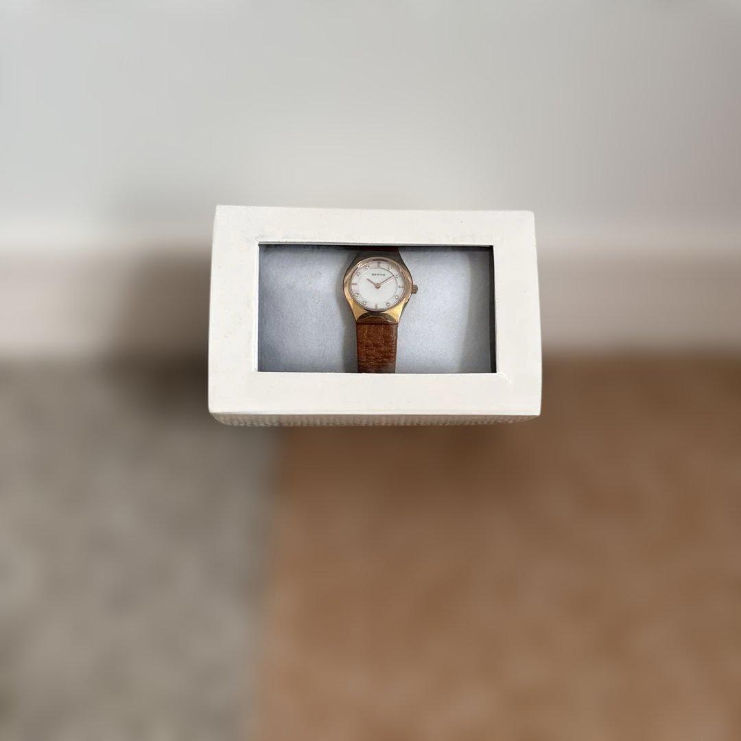 Used BERING brown leather watch