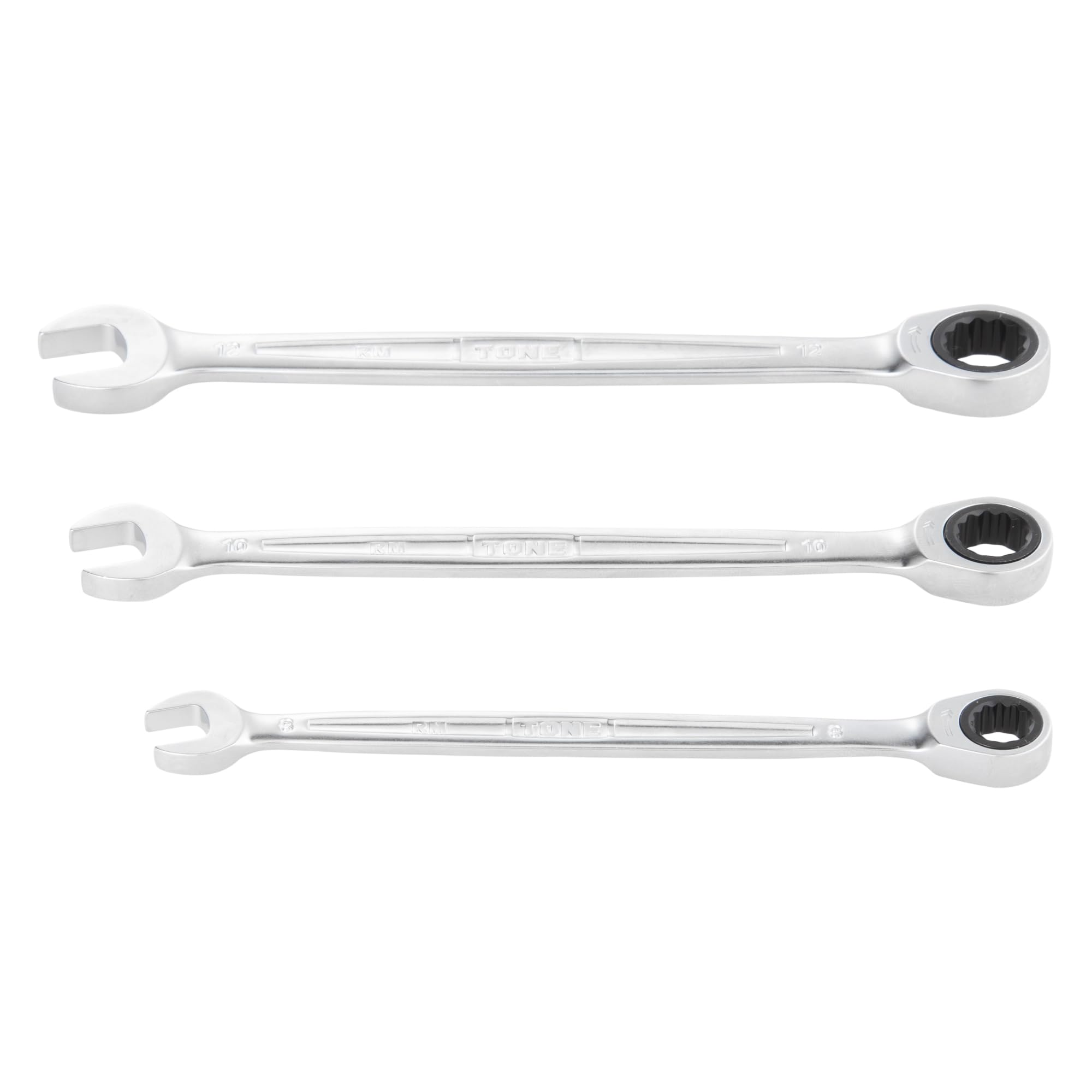 

Набор торцевых ключей с трещоткой TONE RM300, 3 предмета серебряный