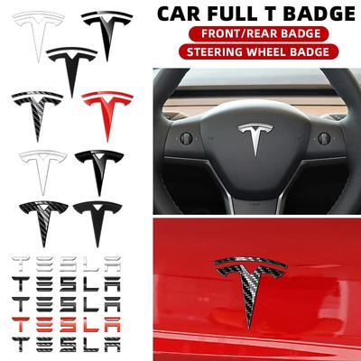 1 pièce ABS Emblème Capot Voiture Logo Capot Avant Badge Coffre Arrière Couvercle Volant Pour Modèle 3 Modèle Y Accessoires Auto