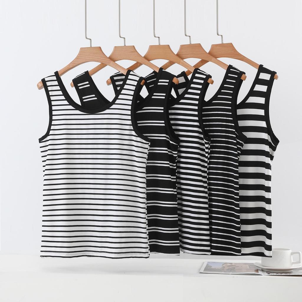 Striped Sleeveless Women's U-Neck Tank Top - Wide Shoulder Modal Camisole 2026 Summer Edition