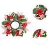 Christmas Artificial Leaves Candle Ring Wreath Garland Handmade ID 3.3inch