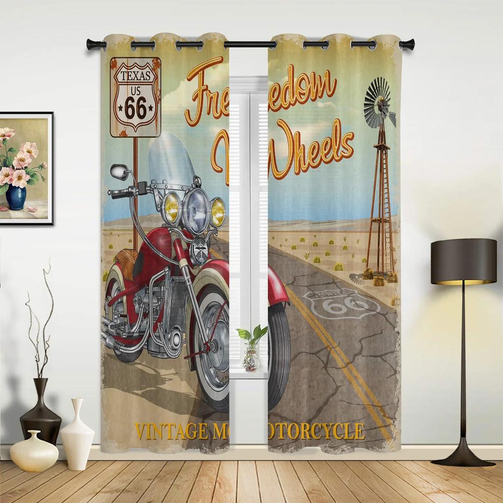 Eagle Banner Motorcycle Curtains for Bedroom Living Room Drapes Kitchen Children's Room Window Curtain Modern Home Decor
