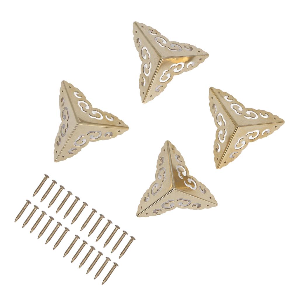 4pcs Brass Jewelry Box Corners Retro Cloud Totem 5cm Side Length High Strength Box Corner