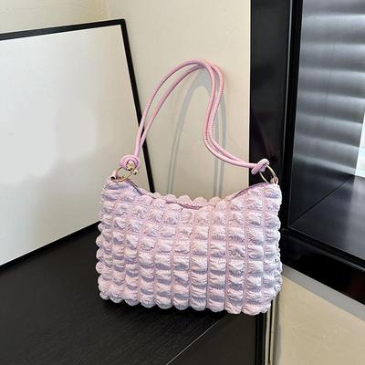 Plátěná taška na vrásky pro ženy Tašky přes rameno Plisované bublinky Kabelky Polstrované Ležérní Podpaží Prošívaná taška Tote Cloud Bag Peněženka