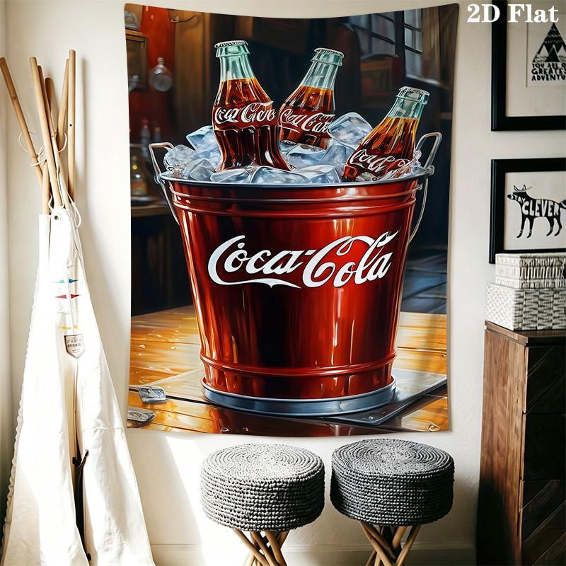 Cocacola Bottles Ice Bucket Tapestry Wallmounted Fashion Print Atmospheric Background Cloth Wall Decoration Wall Covering Decoration
