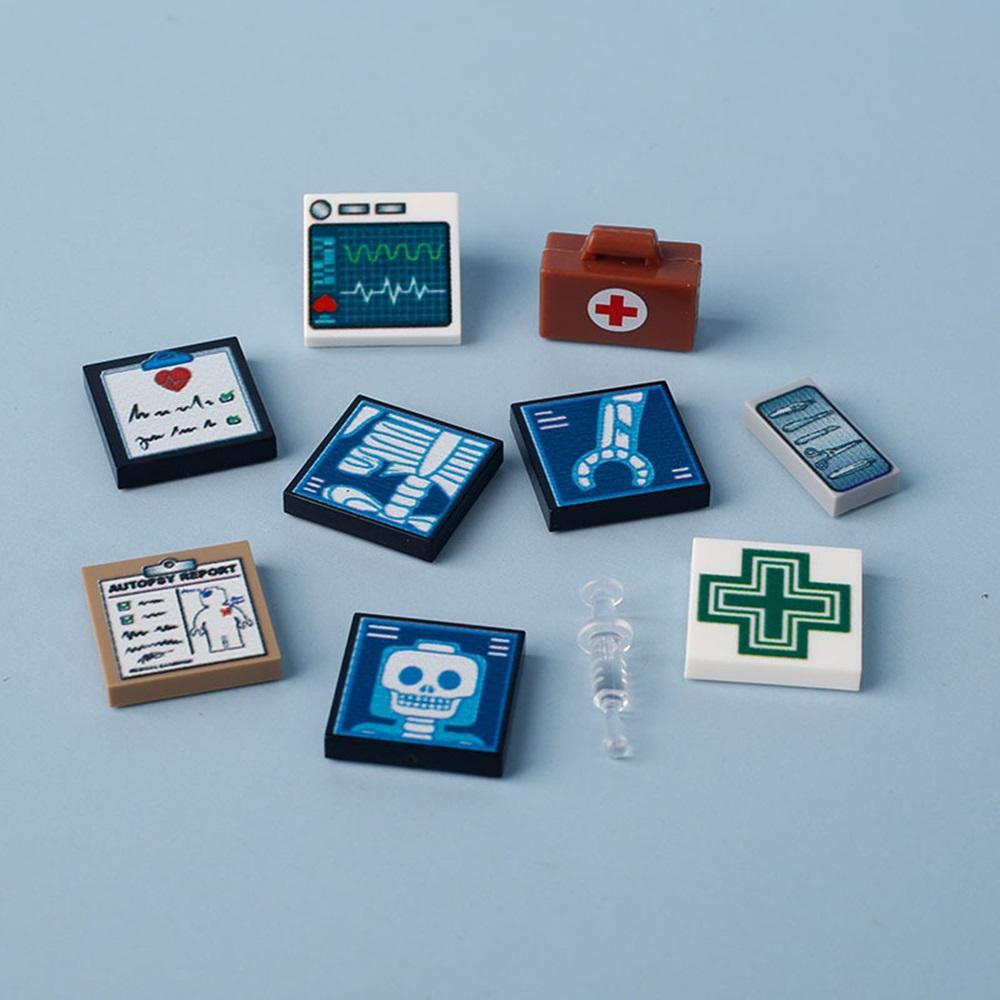 

Non-Toxic Moc Printed Medical Equipment Pack Building Blocks Hospital Scene Figures Solider Brick Particle Puzzle Diy Toys Children Gifts