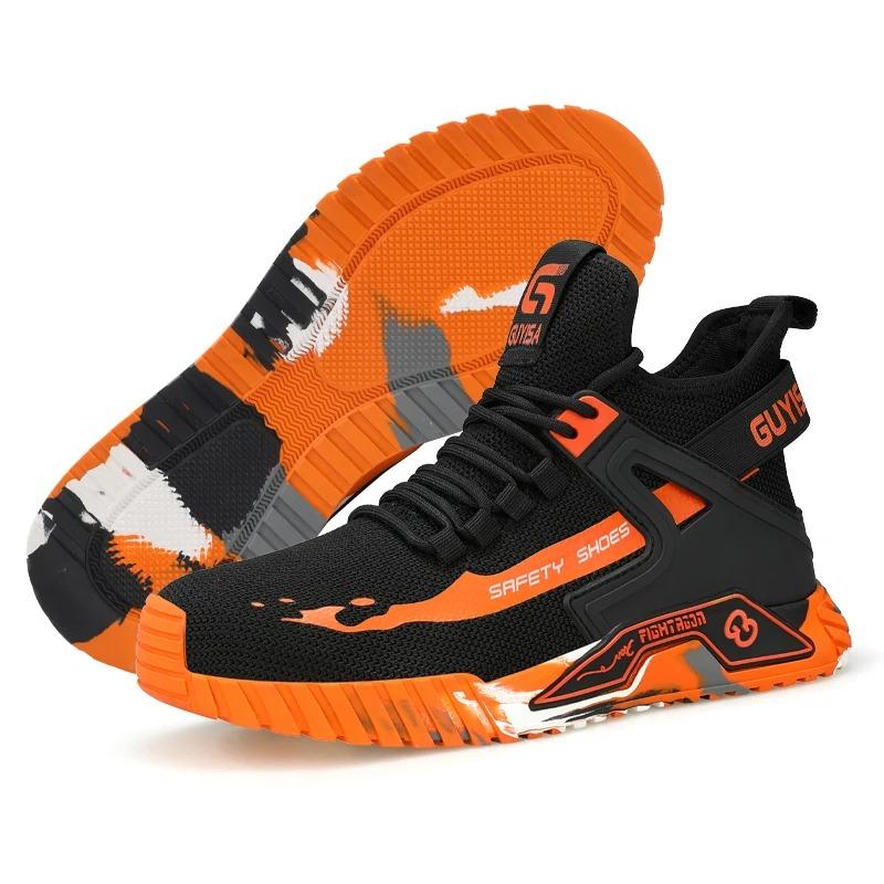 Fashion High Top Safety Shoes Men Steel Toe Work Shoes Men Anti-puncture Safety Shoe Woman Work Safety Boots Man Indestructible Shoes