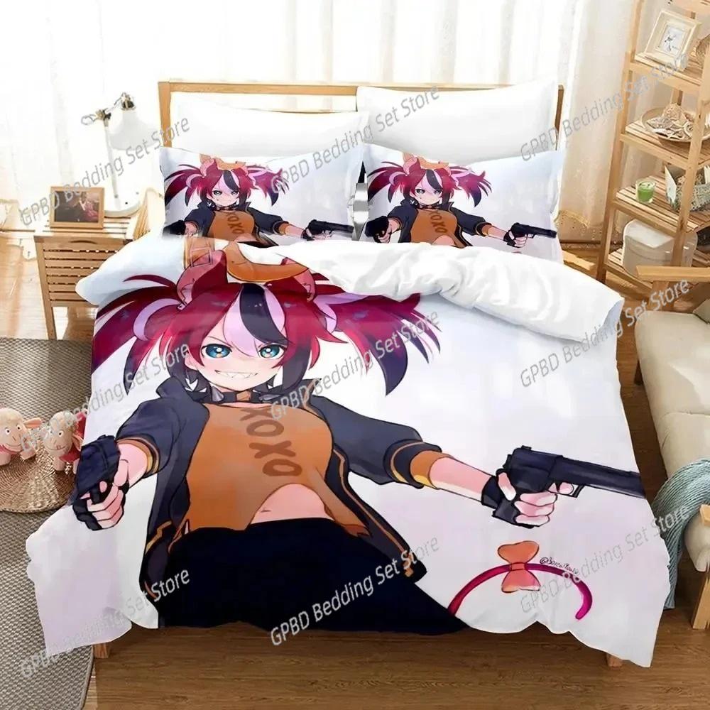 3D Print Hakos Baelz Anime Bedding Set Bedroom Soft Modern Bedspreads Comefortable Kids Duvet Cover Quilt Cover And Pillowcase