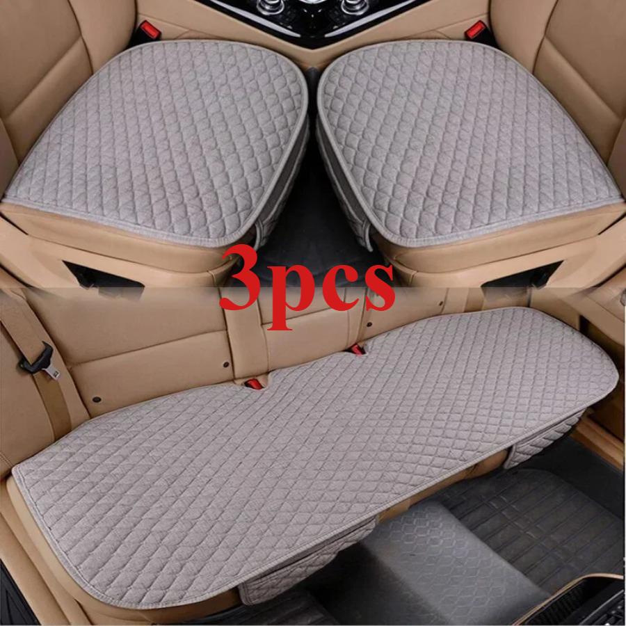 Linen Car Seat Covers, Front And Rear Linen Fabric Cushions, Summer Breathable Protective Pads, Car Parts