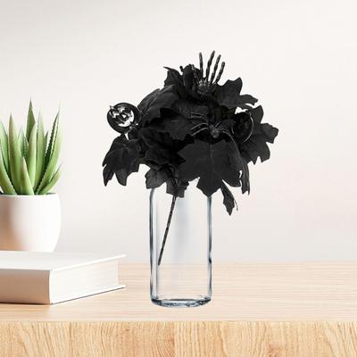 Bouquet di Foglie d'Acero Nero Artificiali Realistiche Halloween Piante di Seta Finta Centrotavola per Tavolo Casa Ufficio Decorazione Ramo con Foglie Finte
